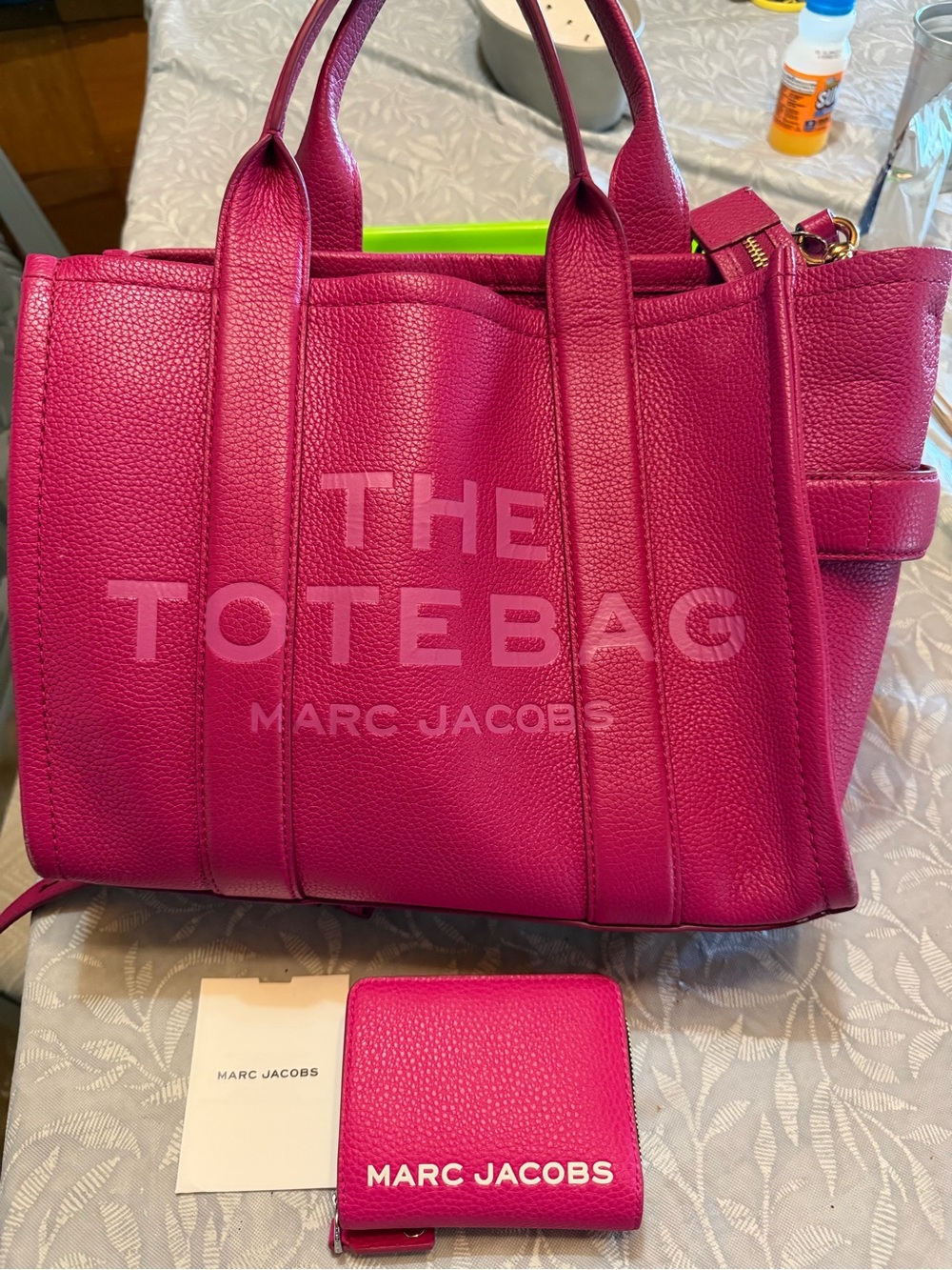 Marc Jacobs Bright Pink Pebbled Leather Tote with Matching Wallet